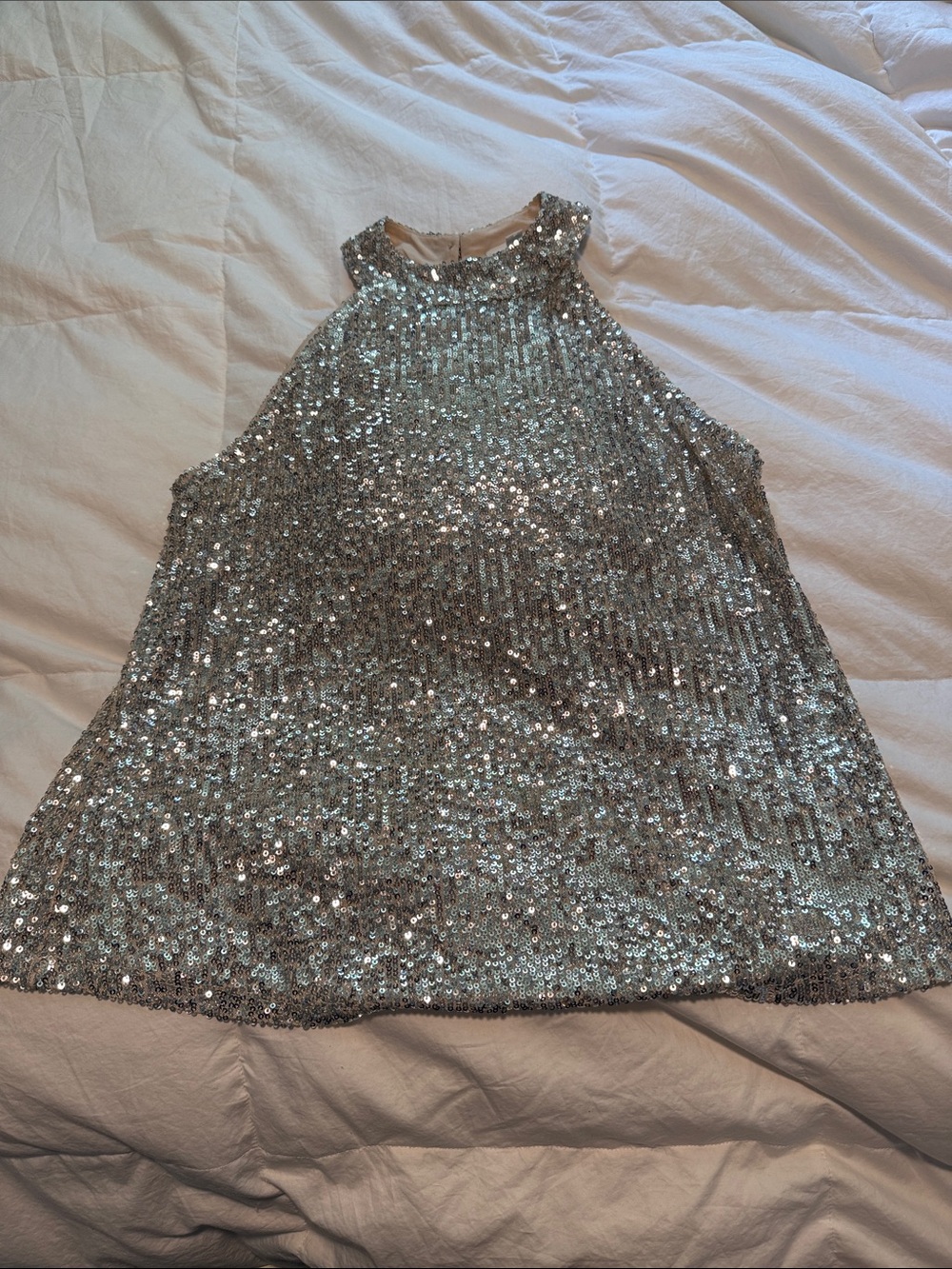 love on a hanger Silver Sequin Halter Tank Top
